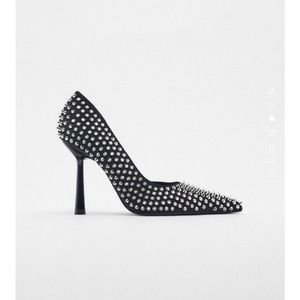 Zara Studded Heel - black with silver studs. Worn ONCE.